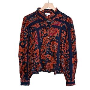 Jennifer Grace Women’s Large Long-Sleeve Button-Down Blouse  Boho